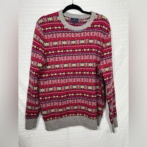 Brooks Brothers Red Men’s Size Large Fair Isle Crewneck Knit Sweater Wool Blend